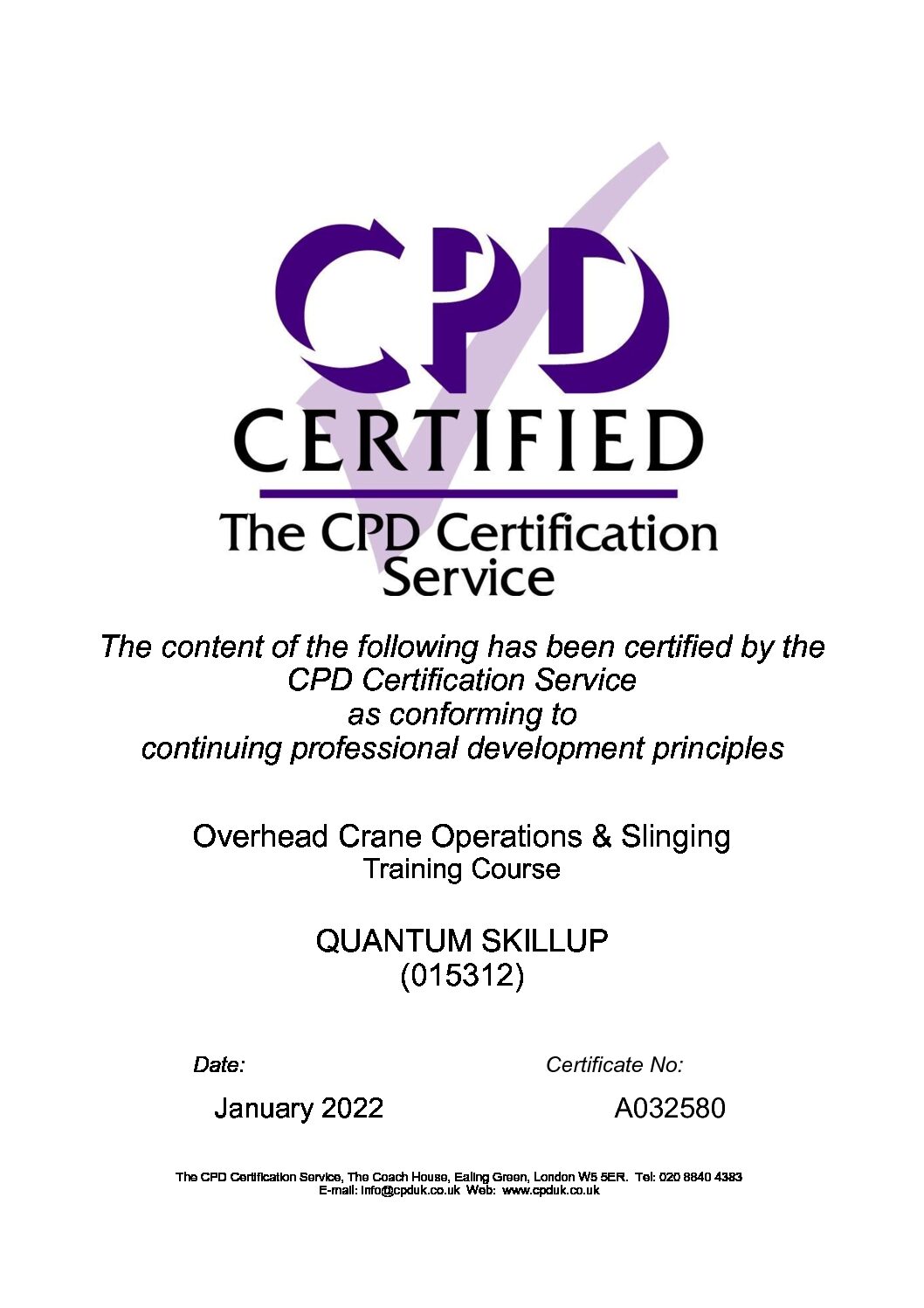 Certified certificate - A032580 2022.01.05